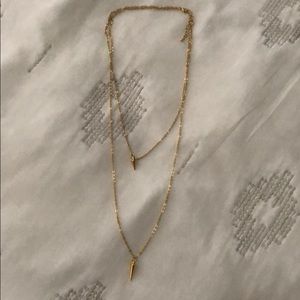 Double chained necklace with spike detail